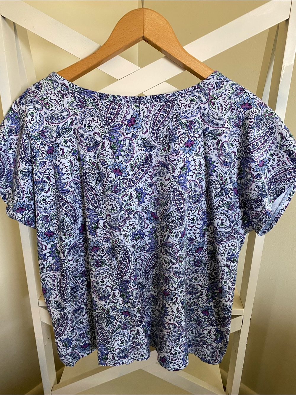 J. Jill Lavender & Navy Paisley Short-Sleeve Tee - Picture 4 of 6